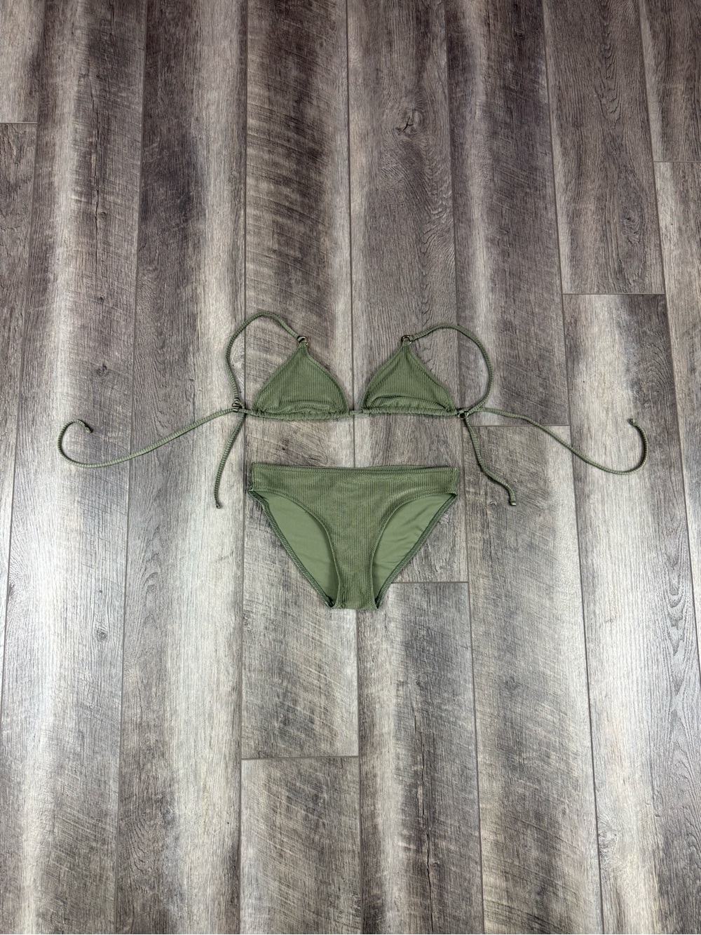 Aerie Olive Ribbed Bikini Set